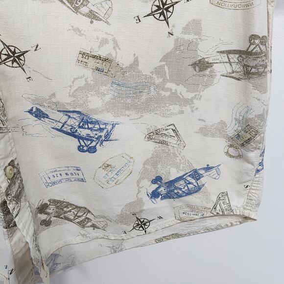 Vintage Basic Editions Airplane Button Front Shirt Mens XLT Aeronautical 90s Dad - Picture 5 of 10